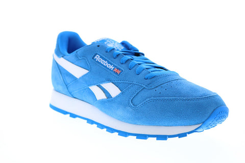 Reebok Classic Leather FV9873 Mens Blue Suede Lifestyle Sneakers Shoes