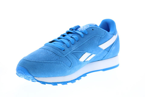 Reebok Classic Leather FV9873 Mens Blue Suede Lifestyle Sneakers Shoes