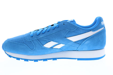 Reebok Classic Leather FV9873 Mens Blue Suede Lifestyle Sneakers Shoes