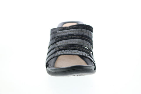 Earth Inc. Gardenia Calf Leather Womens Black Slip On Wedges Heels Shoes