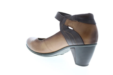 Earth Inc. Garnet Ankle Strap Womens Brown Leather Strap Heels Shoes