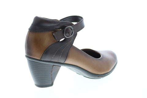 Earth Inc. Garnet Ankle Strap Womens Brown Leather Strap Heels Shoes