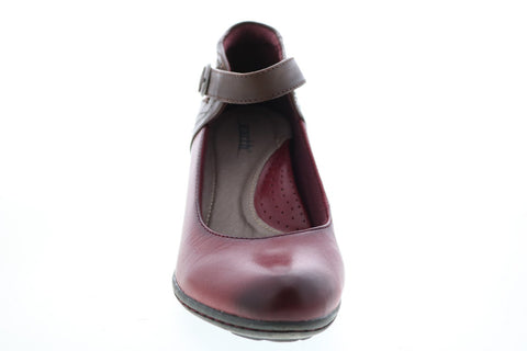 Earth Inc. Garnet Ankle Strap Womens Burgundy Leather Strap Heels Shoes