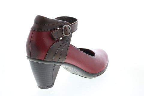 Earth Inc. Garnet Ankle Strap Womens Burgundy Leather Strap Heels Shoes