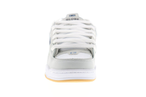 Globe Fusion GBFUS Mens White Gray Leather Lace Up Athletic Skate Shoes