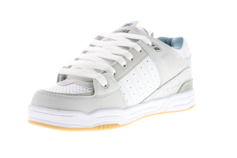 Globe Fusion GBFUS Mens White Gray Leather Lace Up Athletic Skate Shoes