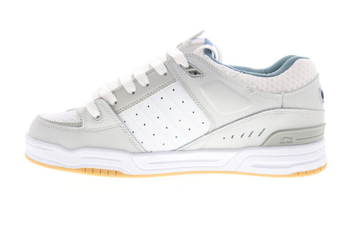 Globe Fusion GBFUS Mens White Gray Leather Lace Up Athletic Skate Shoes