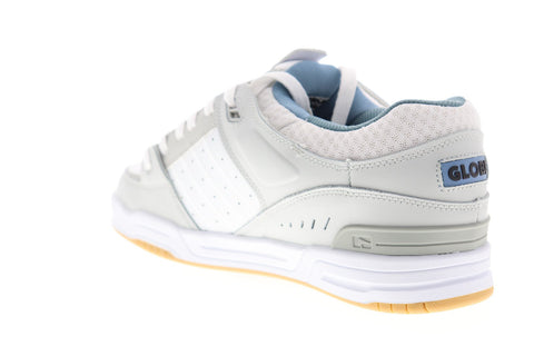 Globe Fusion GBFUS Mens White Gray Leather Lace Up Athletic Skate Shoes