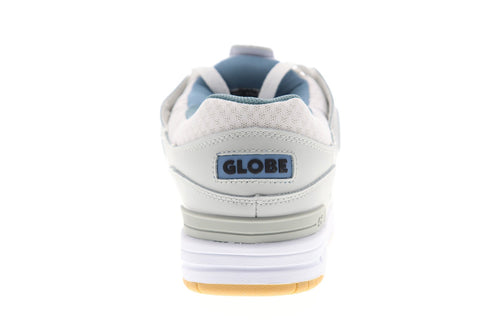 Globe Fusion GBFUS Mens White Gray Leather Lace Up Athletic Skate Shoes