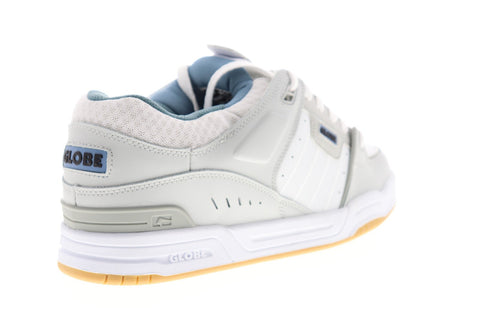 Globe Fusion GBFUS Mens White Gray Leather Lace Up Athletic Skate Shoes