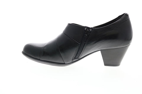Earth Inc. Glory Leather Womens Black Leather Slip On Ankle & Booties Boots