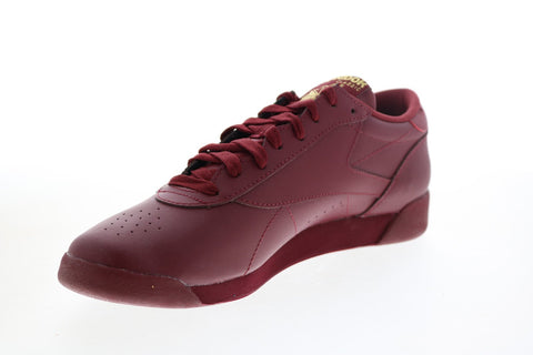 Reebok Freestyle Lo GZ8654 Womens Red Leather Lifestyle Sneakers Shoes