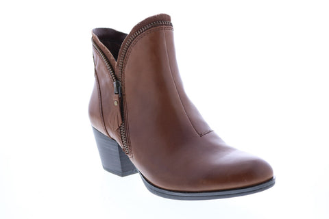 Earth Inc. Hawthorne Womens Brown Leather Zipper Ankle & Booties Boots