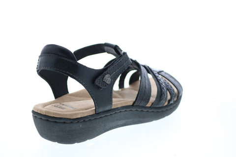 Earth Origins Hayward Hilma Womens Black Leather Strap Slingback Sandals Shoes