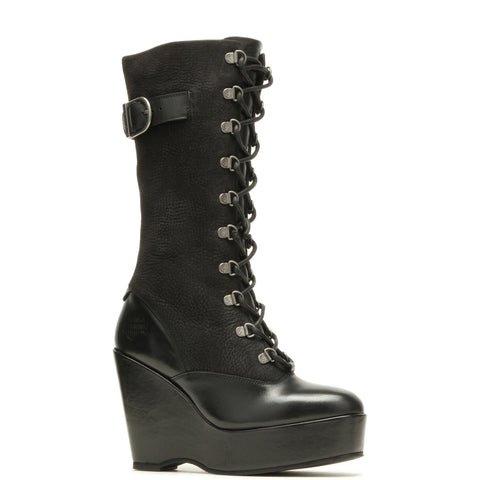 Harley-Davidson Celina 10" Lace Wedge D84732 Womens Black Motorcycle Boots