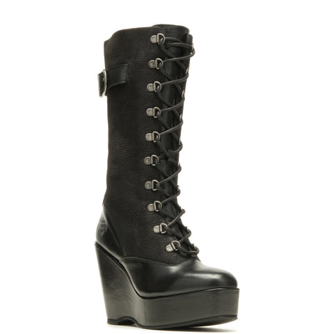 Harley-Davidson Celina 10" Lace Wedge D84732 Womens Black Motorcycle Boots