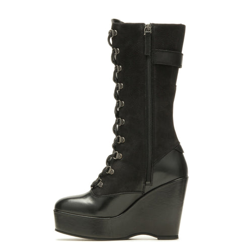 Harley-Davidson Celina 10" Lace Wedge D84732 Womens Black Motorcycle Boots