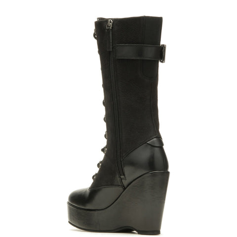 Harley-Davidson Celina 10" Lace Wedge D84732 Womens Black Motorcycle Boots