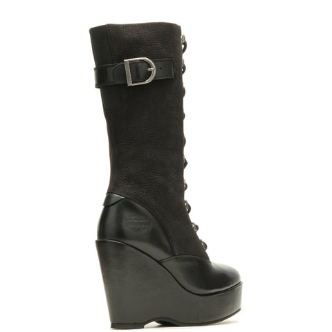 Harley-Davidson Celina 10" Lace Wedge D84732 Womens Black Motorcycle Boots
