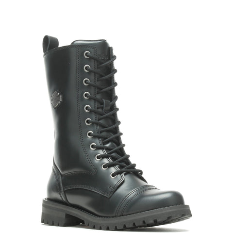 Harley-Davidson Walsen 8" Lace D87256 Womens Black Leather Motorcycle Boots