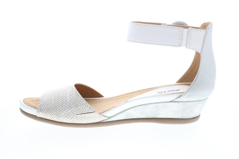 Earth Inc. Hera Low Wedge Ankle Strap Womens White Suede Strap Flats Shoes