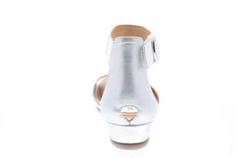Earth Inc. Hera Low Wedge Ankle Strap Womens White Suede Strap Flats Shoes