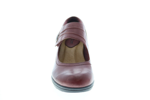 Earth Inc. Heron Leather Womens Burgundy Leather Strap Wedges Heels Shoes