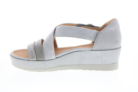 Earth Inc. Hibiscus Platform Velcro Womens Gray Suede Strap Flats Shoes