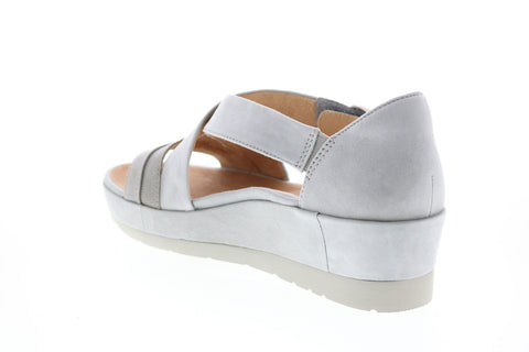 Earth Hibiscus Platform Womens Gray Suede Strap Flats Shoes