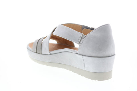 Earth Inc. Hibiscus Platform Velcro Womens Gray Suede Strap Flats Shoes