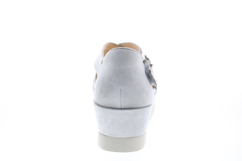 Earth Inc. Hibiscus Platform Velcro Womens Gray Suede Strap Flats Shoes