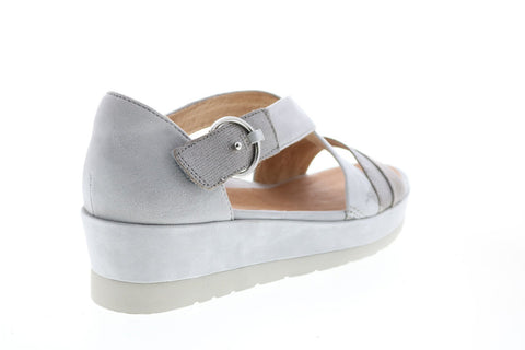 Earth Inc. Hibiscus Platform Velcro Womens Gray Suede Strap Flats Shoes