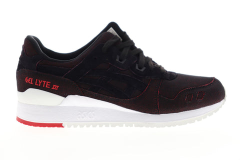 Asics Gel Lyte III HN7L1-9090 Mens Red Black Canvas Low Top Sneakers Shoes
