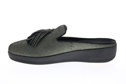 FitFlop Houndstooth Pnt Superskate Sl I08-399 Womens Blue Canvas Clogs Flats Shoes