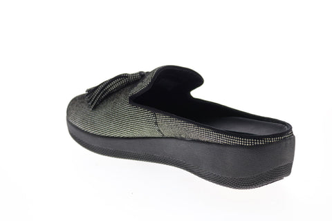 FitFlop Houndstooth Pnt Superskate Sl I08-399 Womens Blue Canvas Clogs Flats Shoes
