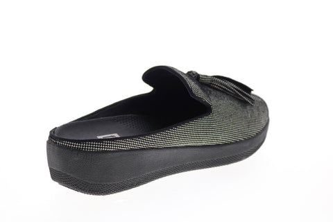 FitFlop Houndstooth Pnt Superskate Sl I08-399 Womens Blue Canvas Clogs Flats Shoes