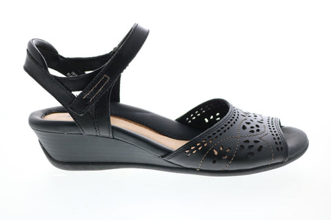 Earth Inc. Ibis Leather IBIS-BLK Womens Black Strap Heels Shoes