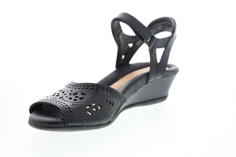 Earth Inc. Ibis Leather IBIS-BLK Womens Black Strap Heels Shoes