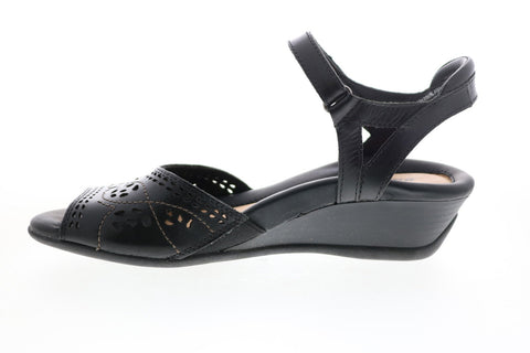Earth Inc. Ibis Leather IBIS-BLK Womens Black Strap Heels Shoes