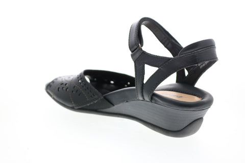 Earth Inc. Ibis Leather IBIS-BLK Womens Black Strap Heels Shoes