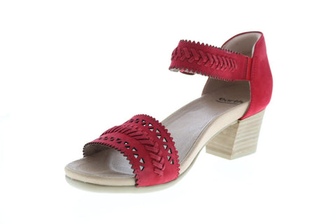 Earth Inc. Ivy Seneca Soft Bck Womens Red Nubuck Strap Heels Shoes