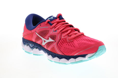 Mizuno Wave Sky 2 J1GD180239 Womens Pink Mesh Lace Up Athletic Running Shoes