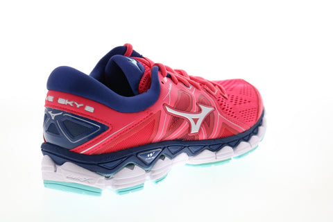 Mizuno Wave Sky 2 J1GD180239 Womens Pink Mesh Lace Up Athletic Running Shoes