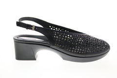 Earth Inc. Jacaranda Calf Leather Womens Black Leather Strap Heels Shoes