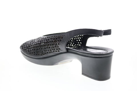 Earth Inc. Jacaranda Calf Leather Womens Black Leather Strap Heels Shoes