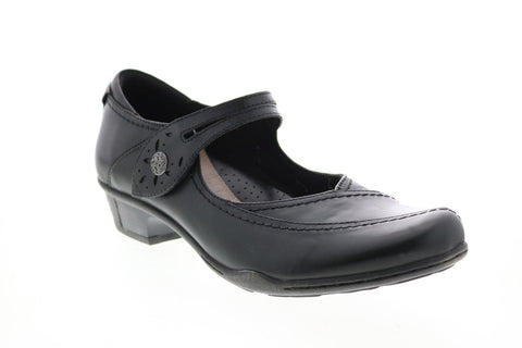 Earth Inc. Jasper Womens Black Wide Leather Slip On Mary Jane Flats Shoes
