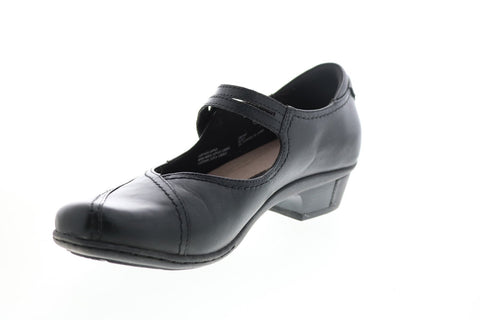 Earth Inc. Jasper Womens Black Wide Leather Slip On Mary Jane Flats Shoes