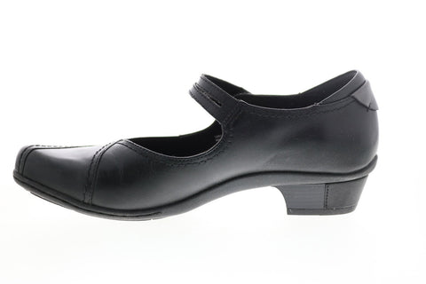 Earth Inc. Jasper Womens Black Wide Leather Slip On Mary Jane Flats Shoes