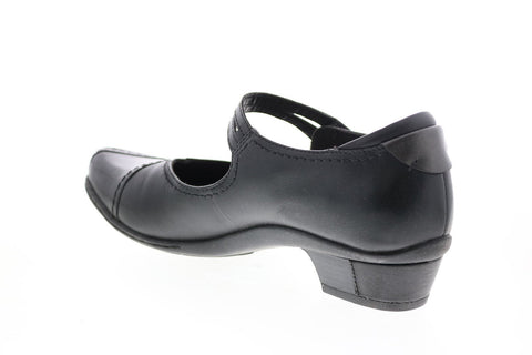 Earth Inc. Jasper Womens Black Wide Leather Slip On Mary Jane Flats Shoes