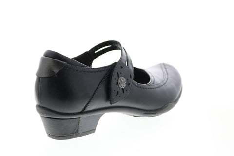 Earth Inc. Jasper Womens Black Wide Leather Slip On Mary Jane Flats Shoes